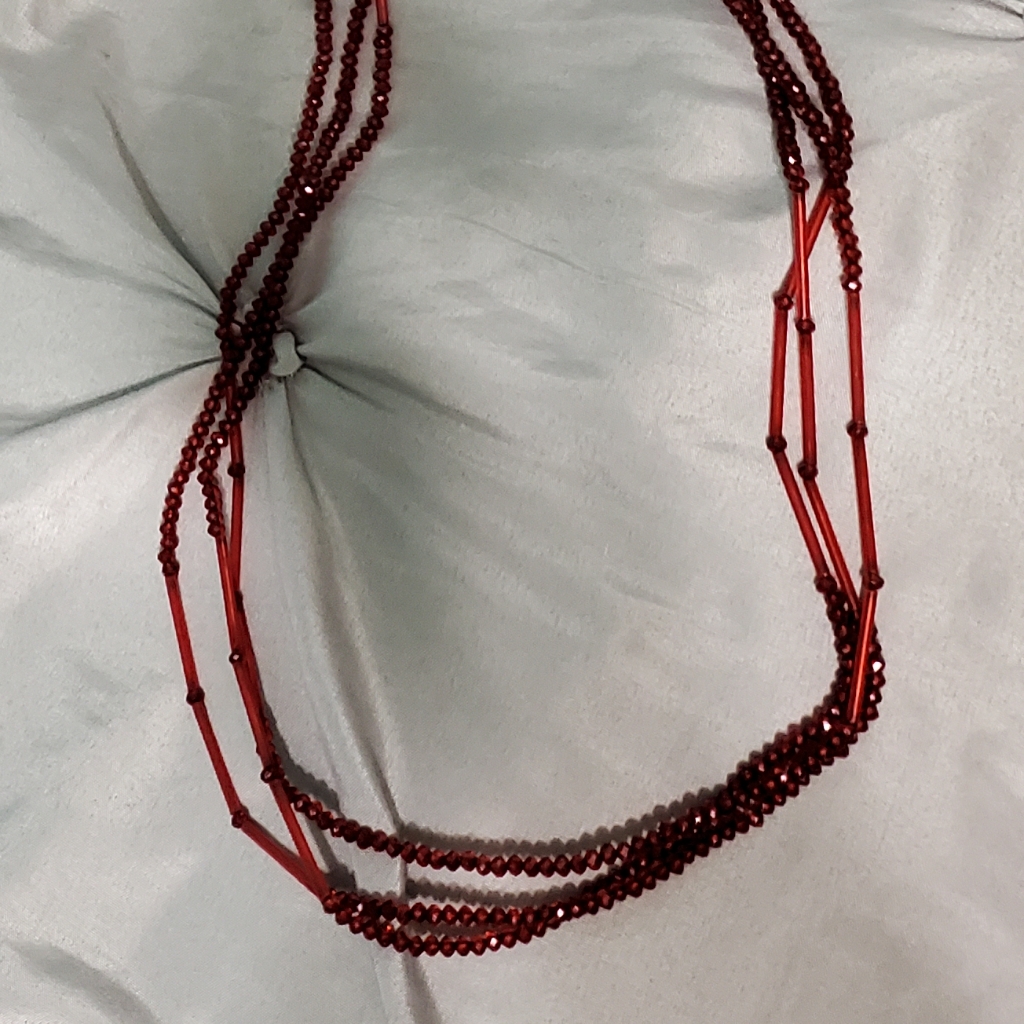 Red Beaded Long Necklace